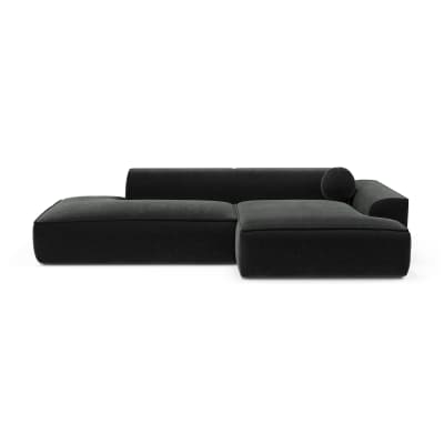 Canapé angle droit 4 places en velours anthracite foncé