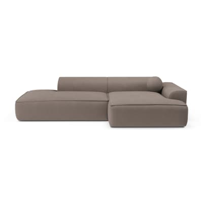 Canapé angle droit 4 places en tissu tramé taupe