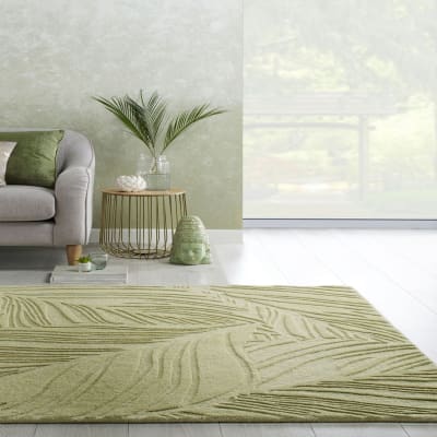 Tapis en laine motif floral sauge 200x290cm