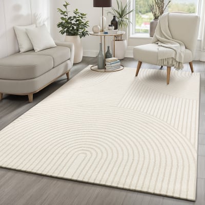 Tapis poils courts arches scandinaves, crème, 240 x 340 cm