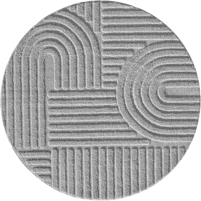 Tapis rond à relief géométriques gris 120x120cm