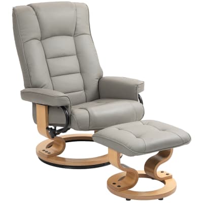 Fauteuil relax inclinable pivotant réglable repose-pied bois gris