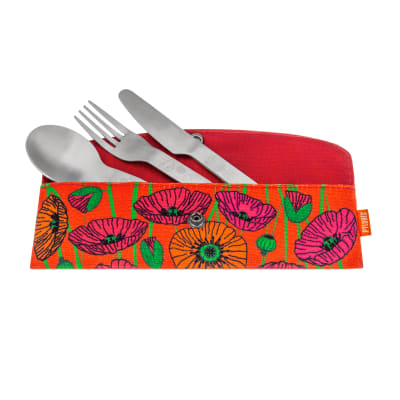 Set de 3 couverts  rouge acier inoxydable 19 x 6 x 1 cm