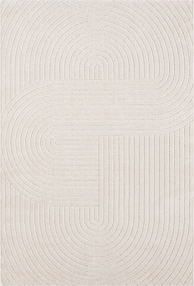 Tapis extérieur intérieur terrasse moderne bohème, crème, 160 x 220 cm