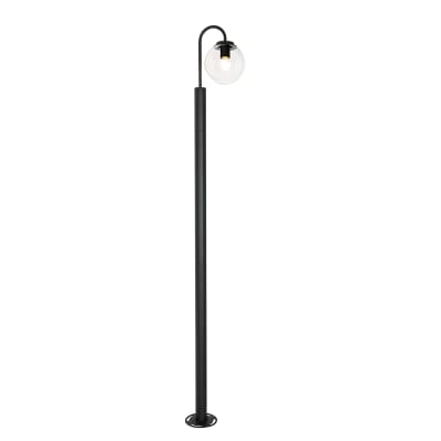 Lampadaire noire moderne avec verre clair 200 cm ip44