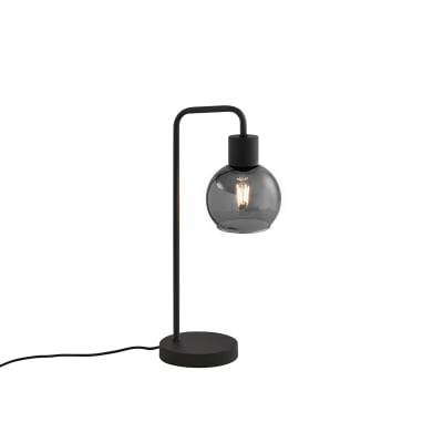 Lampe de table art déco noire avec verre fumé