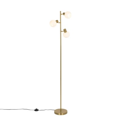 Lampadaire doré verre opale 3 lumières orientable