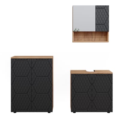 Meubles bain 3 pièces, anthracite 80x58.6
