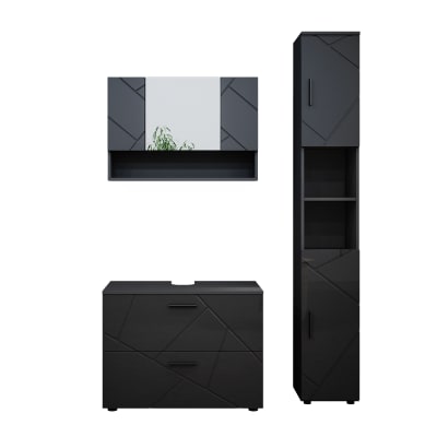 Meubles bain 3 pièces anthracite haute brillance 80x58.6cm
