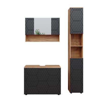 Meubles bain 3 pièces,anthracite 80x59