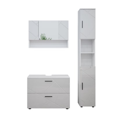 Meubles bain 3 pièces blanc haute brillance 80x58.6cm