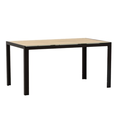 Table rectangulaire 150x90 cm pour intérieur/extérieur noir/bois