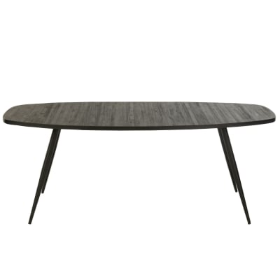 Table ovale en teck recyclé brossé et en métal 6 places l200 noir