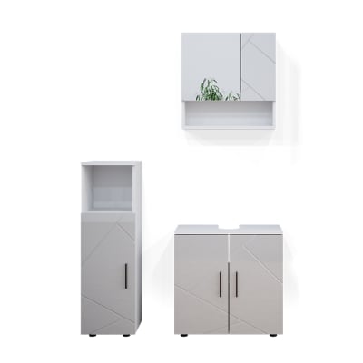 Meubles bain 3 pièces blanc haute brillance 60x59cm