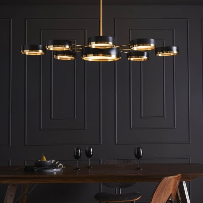 Lustre métal couleur laiton et noir - h159 cm