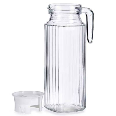 Carafe à jus de fruits ou eau en verre et bouchon plastique 1l
