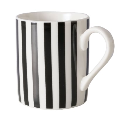 Tasse à café en céramique rayures noires et blanches 8.5x5.8x6cm