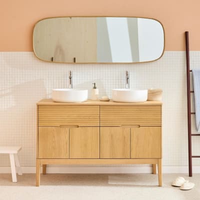 Meuble double-vasque 120 cm en chêne naturel