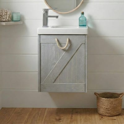 Meuble lave-mains gris + robinet