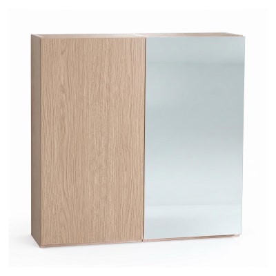 Armoire de toilette 60cm double porte en chêne porte + miroir