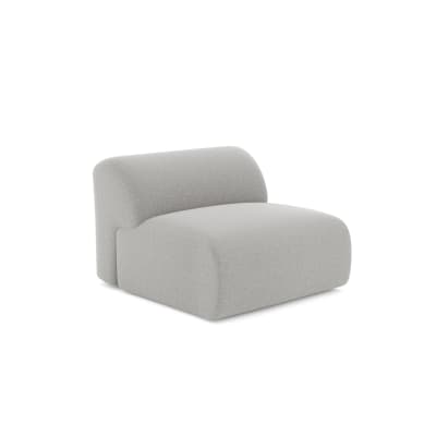 Fauteuil sans accoudoirs en tissu tramé gris clair
