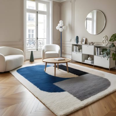 Tapis design épais et confortable bleu 120 x 170 cm