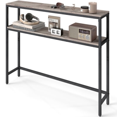 Console pour couloir de salon fine à 2 niveaux 20 x 100 x 80.9 cm noir