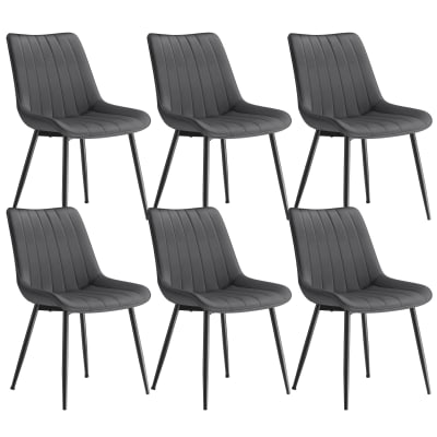 Ensembles de 6 chaises de salle à manger en velours gris