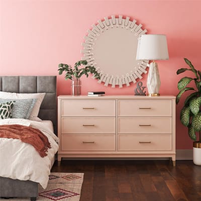 Commode avec 6 tiroirs en effet bois rose