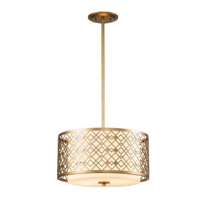 Suspension en métal et verre laqué doré