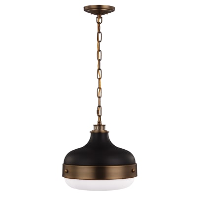 Suspension en métal  et verre laiton antique foncé/noir mat