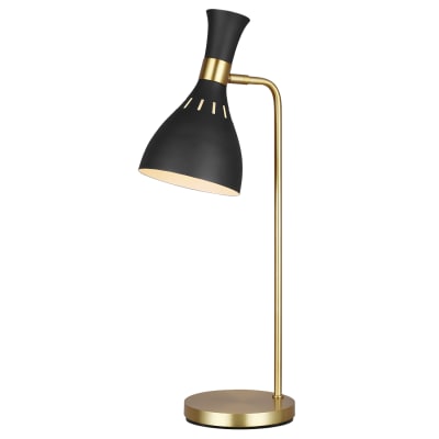 Lampe de table en métal noir minuit / laiton bruni H:635cm