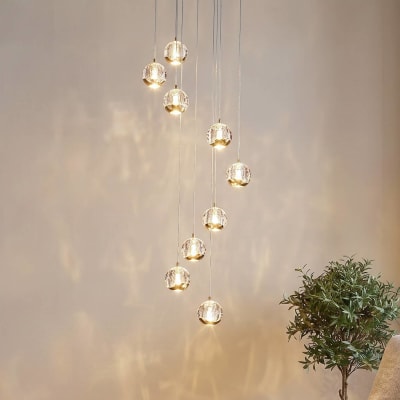 Suspension en verre en verre doré