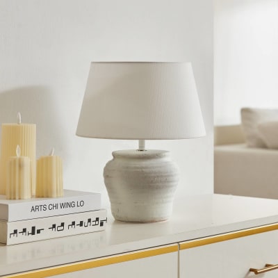 Lampe à poser en textile blanc