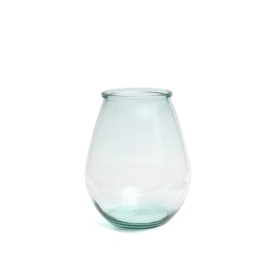 Vase verre recyclé bleu 19x19x23cm