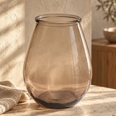 Vase verre recyclé beige 29x29x35,5cm