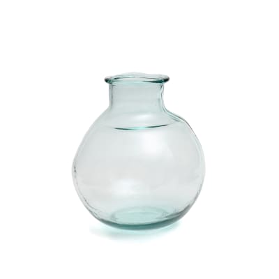 Vase verre recyclé bleu 25x25x31cm