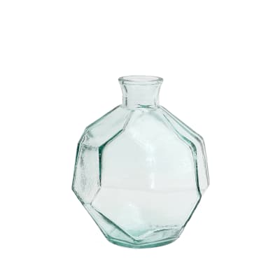 Vase en verre recyclé de couleur bleue 16 x 16 x 18 cm