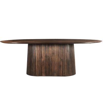Table à manger ovale 6/8 personnes 200 cm en bois massif brun