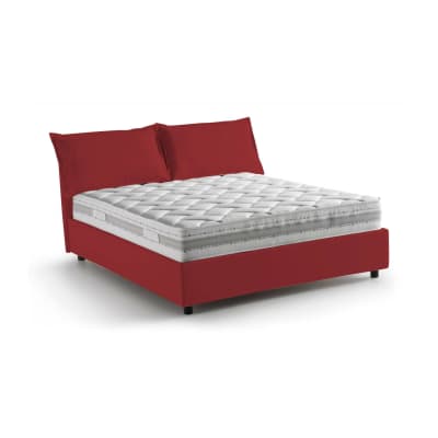 Lit double en tissu rouge