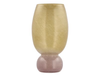 Vase en verre rose/jaune