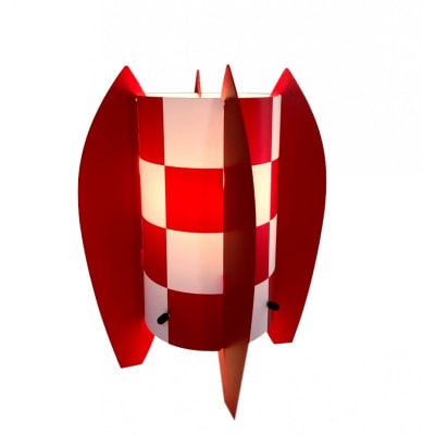 Lampe décorative à damiers rouges h. 25cm
