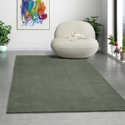 Tapis lavable et antidérapant, uni, vert foncé, 240 x 340 cm