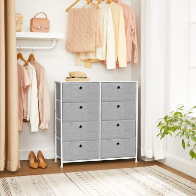Commode avec 8 en tissu de rangement chambre 80 x 30 x 81.7 cm gris