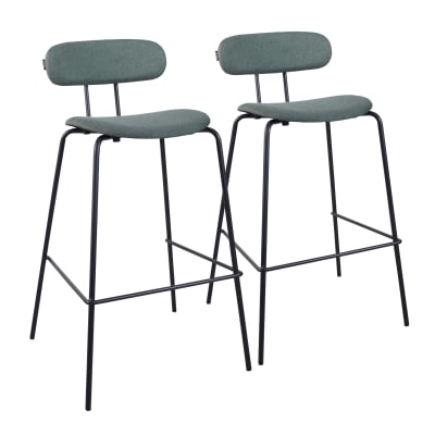 Lot de 2 chaises hautes en acier et bois vert foncé