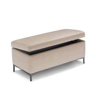 Banc de rangement fabriqué en Italie en velours camel 110x50 cm