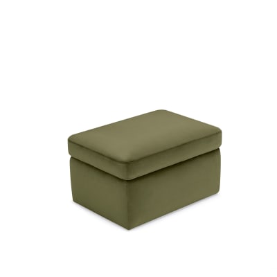 Pouf conteneur fabriqué en Italie en velours vert modèle 75x45 cm
