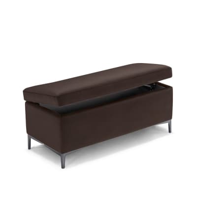 Banc conteneur fabriqué en Italie en velours marron 110x50 cm