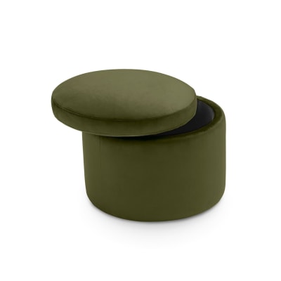 Pouf conteneur rond fabriqué en Italie en velours vert 60x49 cm