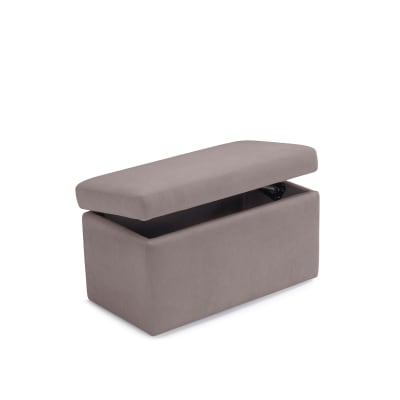 Banc rangement fait en Italie en tissu chenille tourterelle 80x40 cm